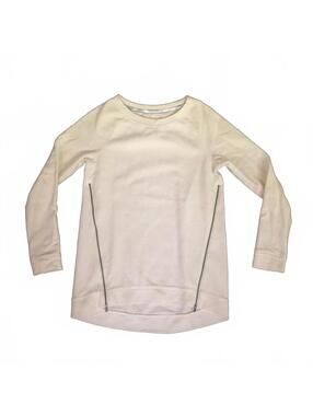 Lou & Grey White Long Sleeve Zipper Detail Top XS